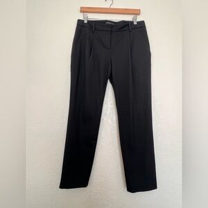 Theory Rina Elite Black Wool Blend Pleated Tapered Trousers